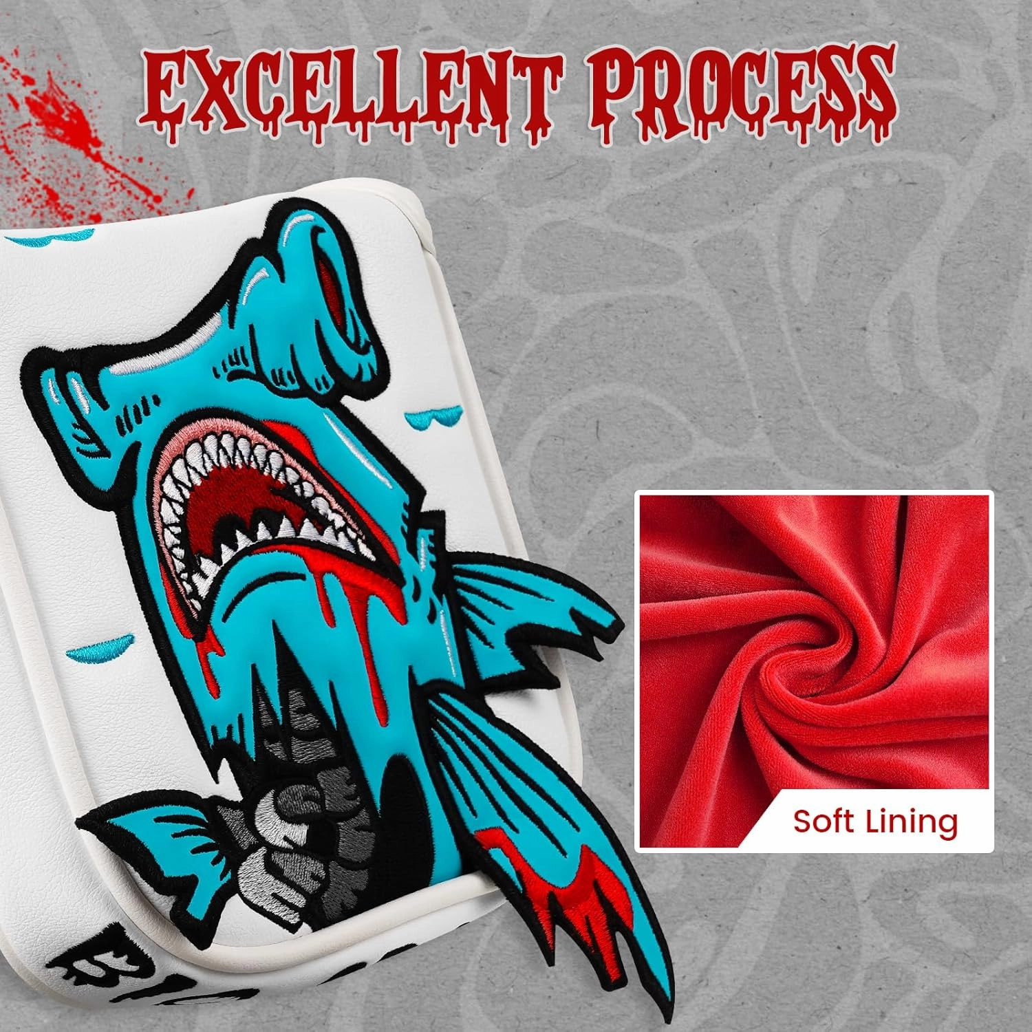 Big Crazy Golf Head Covers, Golf Club Covers Funny, Driver Headcovers, Golf Club Covers, Fairway Woods Head Covers, Hybrids Headcover, Putter Cover with Soft Lining for Golf Gift Hammerhead Sharks