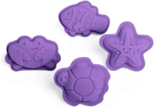 Bigjigs Toys Lavender Purple Silicone Sand Moulds - 4pc Silicone Beach Toys Set, Eco Friendly Beach Toys, Sustainable Sand and Water Toys, Sand Toys for Toddlers Age 3-5 Years