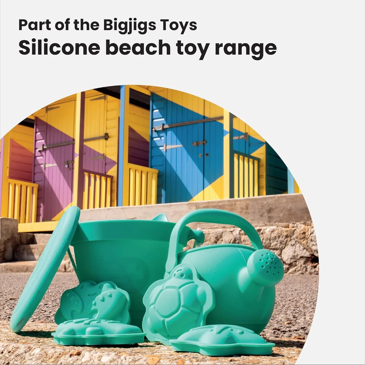 Bigjigs Toys Ocean Blue Silicone Sand Moulds - 4 Piece Silicone Beach Toys Set, Eco Friendly Beach Toys, Sustainable Sand and Water Toys, Sand Toys for Toddlers Age 3-5 Years
