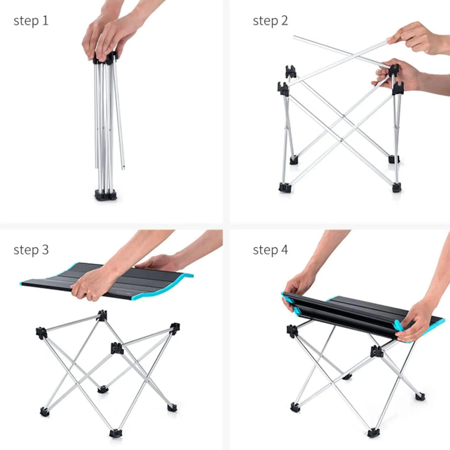 BK&MF Aluminum Outdoor Folding Camping Table,Portable Ultralight Picnic Camping Table Compact Small Travel Table with Carry Bag for Camp, Cooking Hiking,A,68x46x41cm(27x18x16inch)