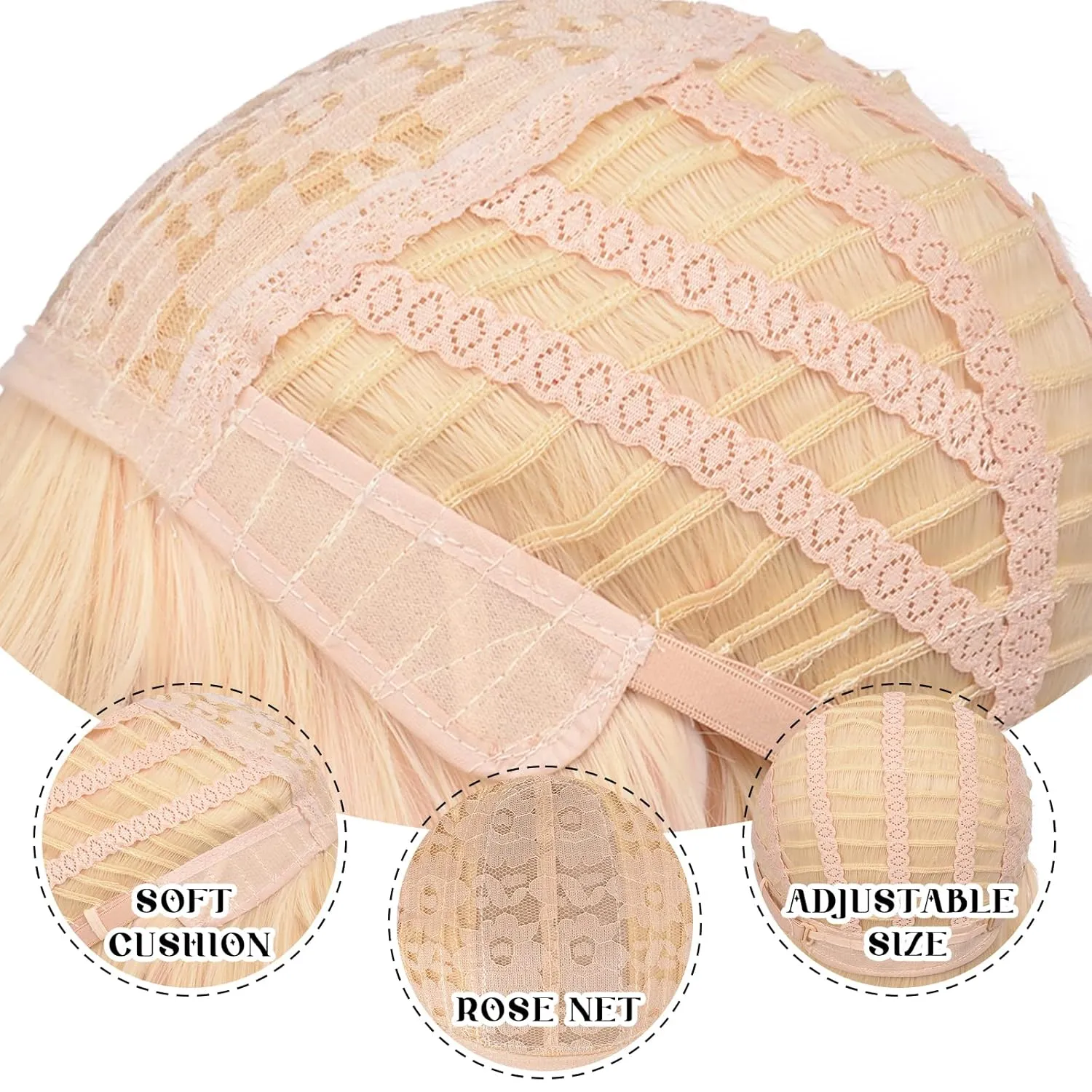 Blonde Bob Wigs - 12'' Short 613 Bob Wig for Women Bob wig With Bangs Super Soft and Easy to Wear Straight Bob Wigs, Colorful Synthetic wig for Daily, Cosplay, Halloween
