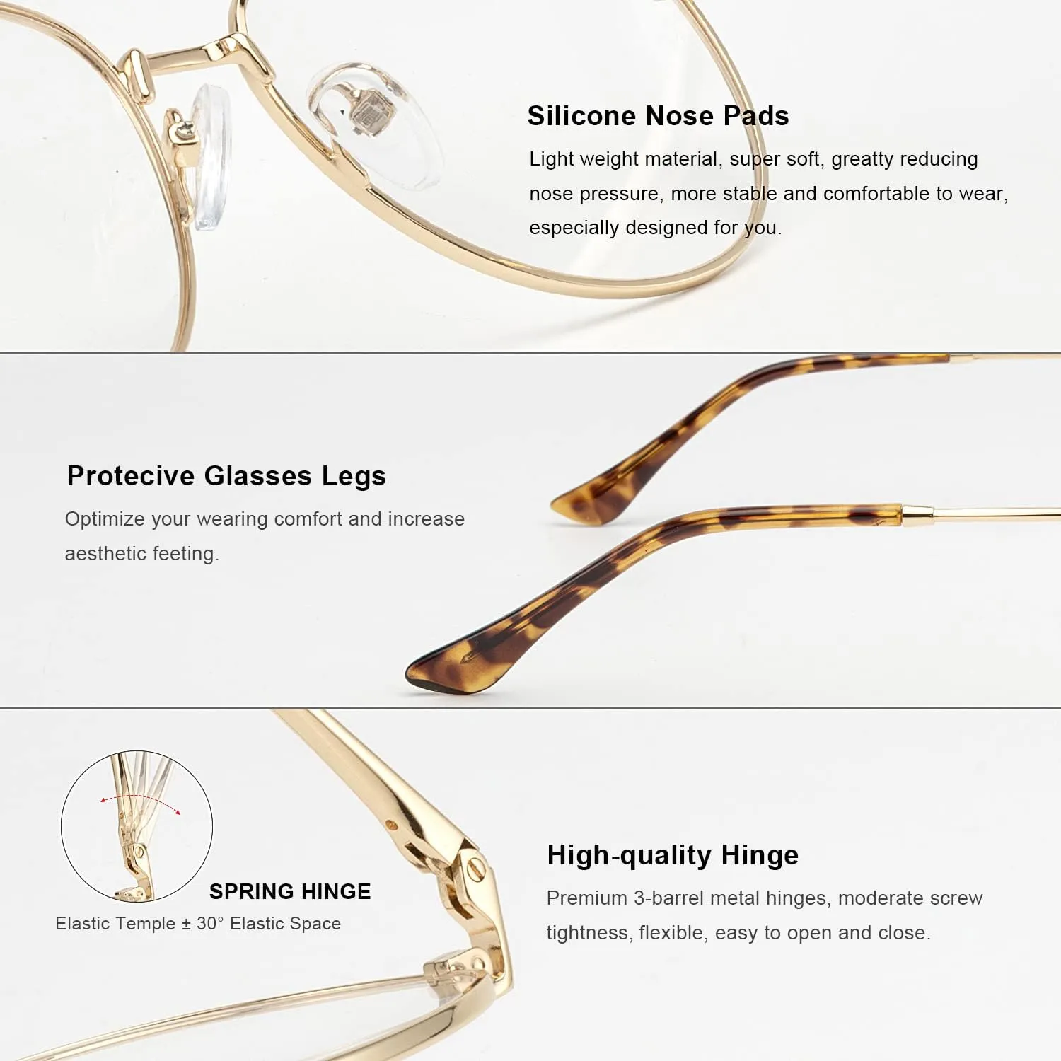 Blue Light Aviator Reading Glasses for men Women Metal Frame Spring Temple Computer Glasses