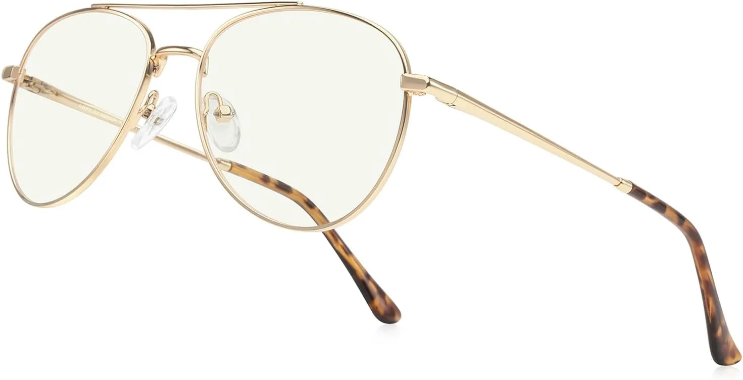 Blue Light Aviator Reading Glasses for men Women Metal Frame Spring Temple Computer Glasses