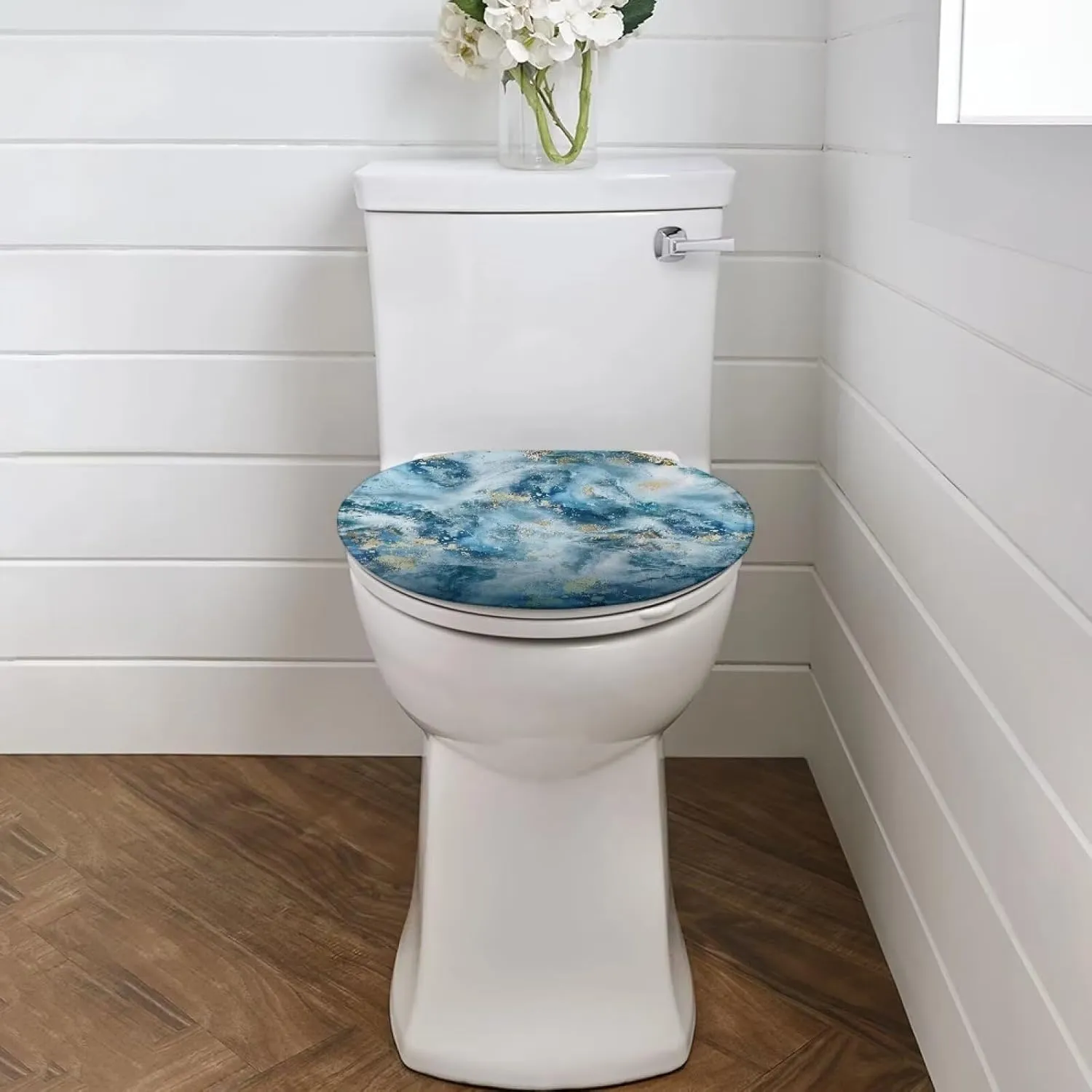 Blue Marble Print Toilet Lid Cover Bathroom Decoration Accessories Bathroom Toilet Lid Soft Plush Seat Covers Seat Covers Fits Most Lids for Accessories Decor