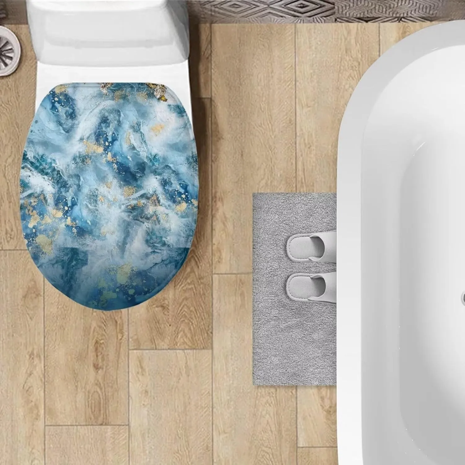 Blue Marble Print Toilet Lid Cover Bathroom Decoration Accessories Bathroom Toilet Lid Soft Plush Seat Covers Seat Covers Fits Most Lids for Accessories Decor