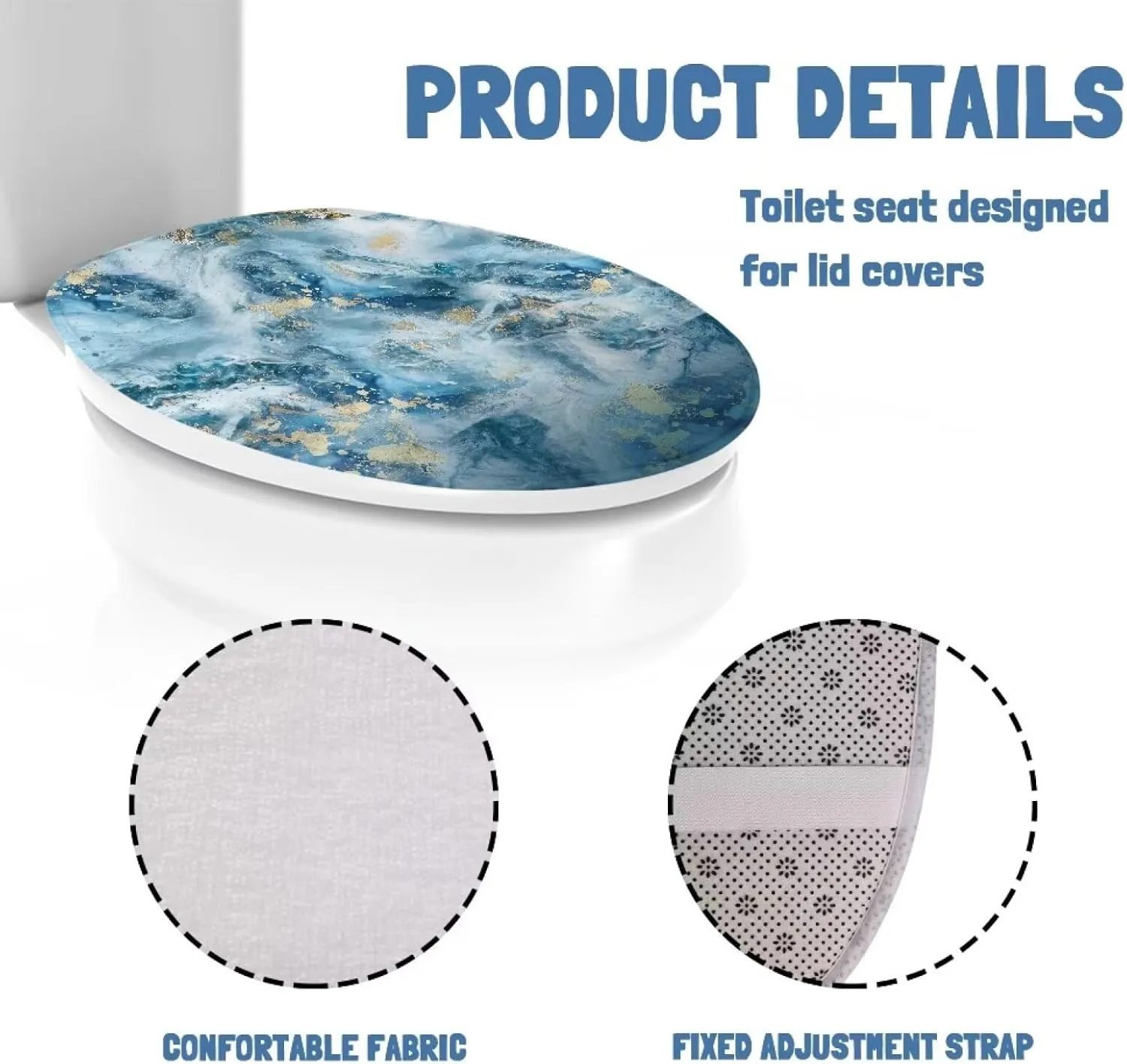 Blue Marble Print Toilet Lid Cover Bathroom Decoration Accessories Bathroom Toilet Lid Soft Plush Seat Covers Seat Covers Fits Most Lids for Accessories Decor