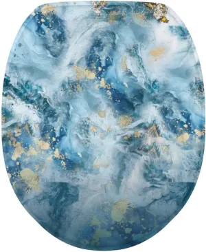 Blue Marble Print Toilet Lid Cover Bathroom Decoration Accessories Bathroom Toilet Lid Soft Plush Seat Covers Seat Covers Fits Most Lids for Accessories Decor