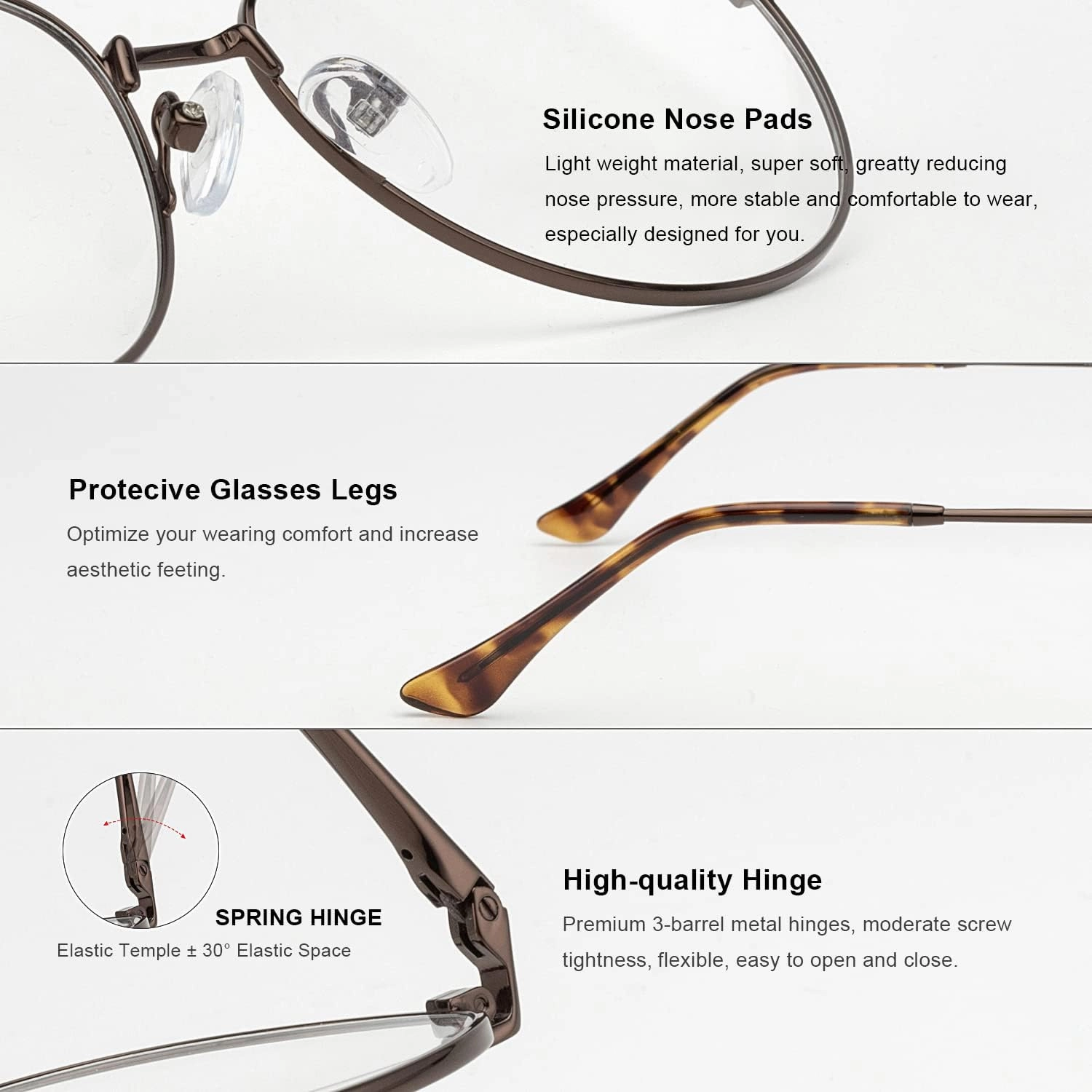 Blue Light Aviator Reading Glasses for men Women Metal Frame Spring Temple Computer Glasses