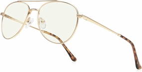 Blue Light Aviator Reading Glasses for men Women Metal Frame Spring Temple Computer Glasses
