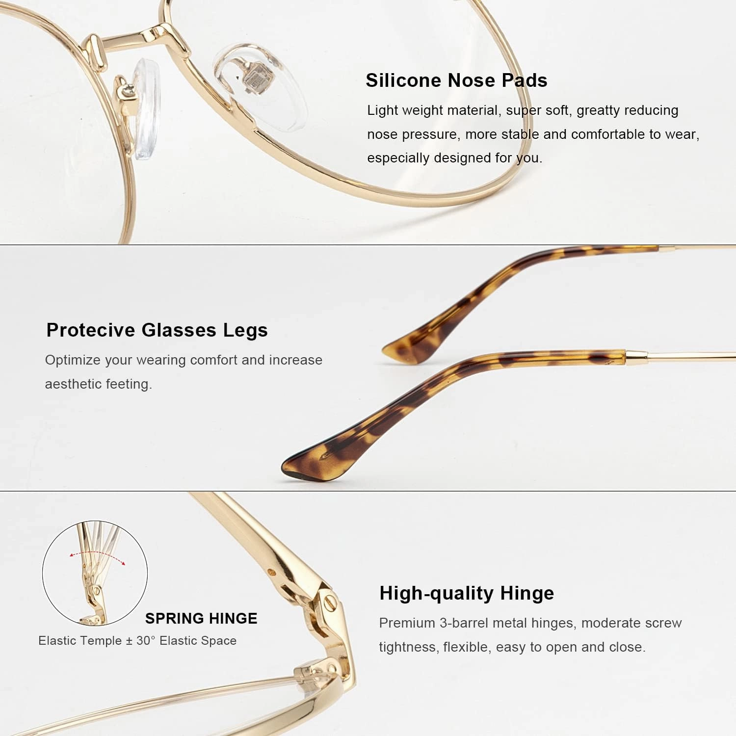 Blue Light Aviator Reading Glasses for men Women Metal Frame Spring Temple Computer Glasses
