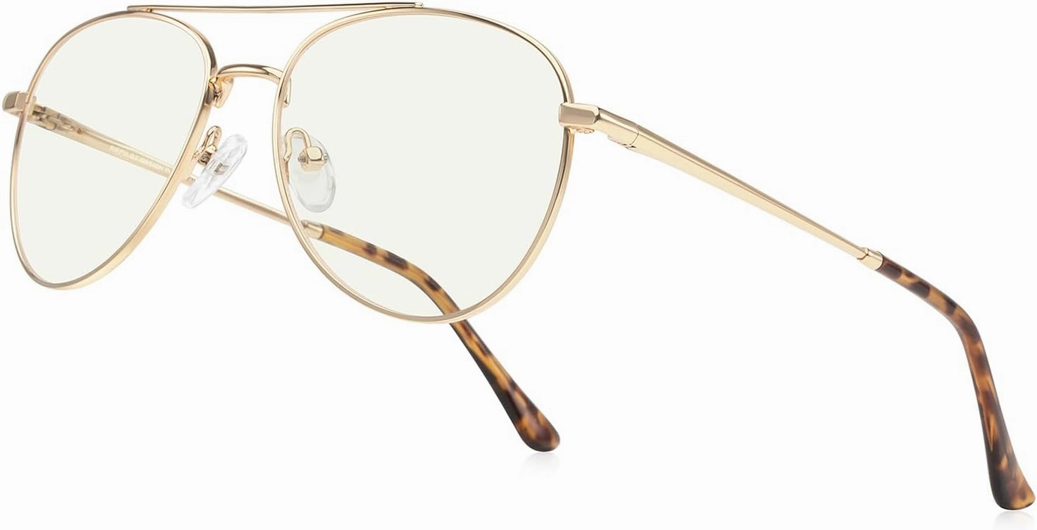 Blue Light Aviator Reading Glasses for men Women Metal Frame Spring Temple Computer Glasses