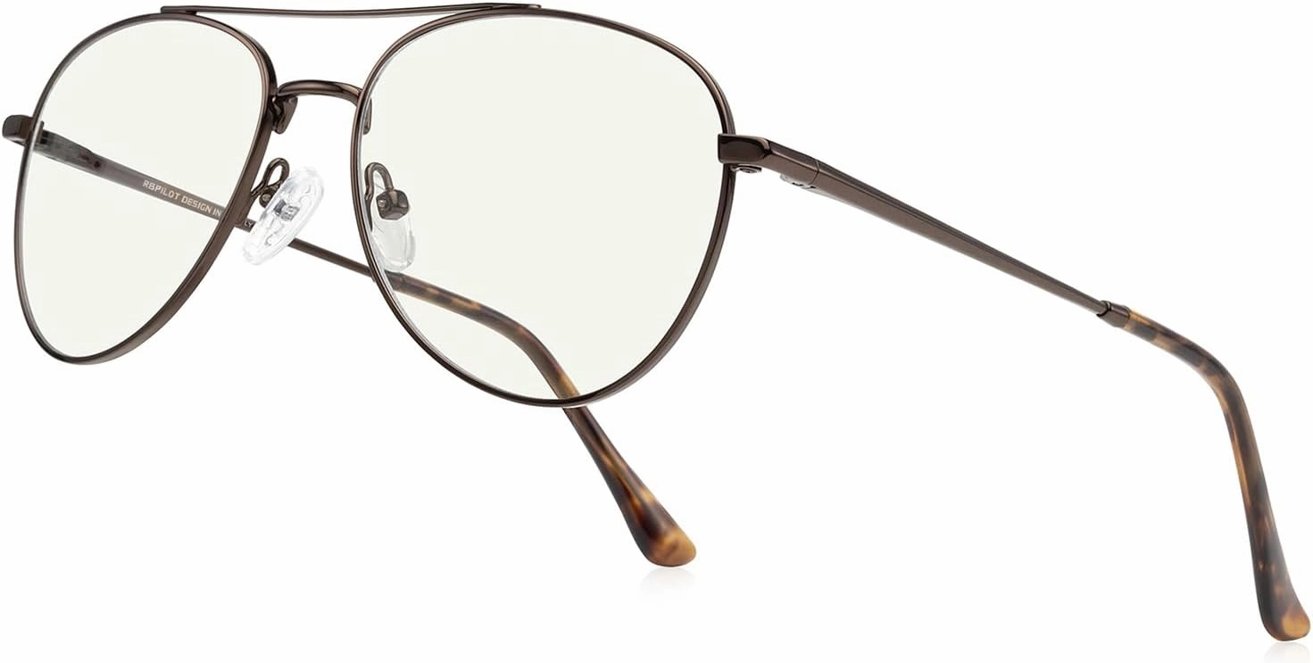 Blue Light Aviator Reading Glasses for men Women Metal Frame Spring Temple Computer Glasses