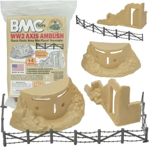 BMC Classic Marx Axis Ambush - 14pc Tan Plastic Army Men Playset Accessories