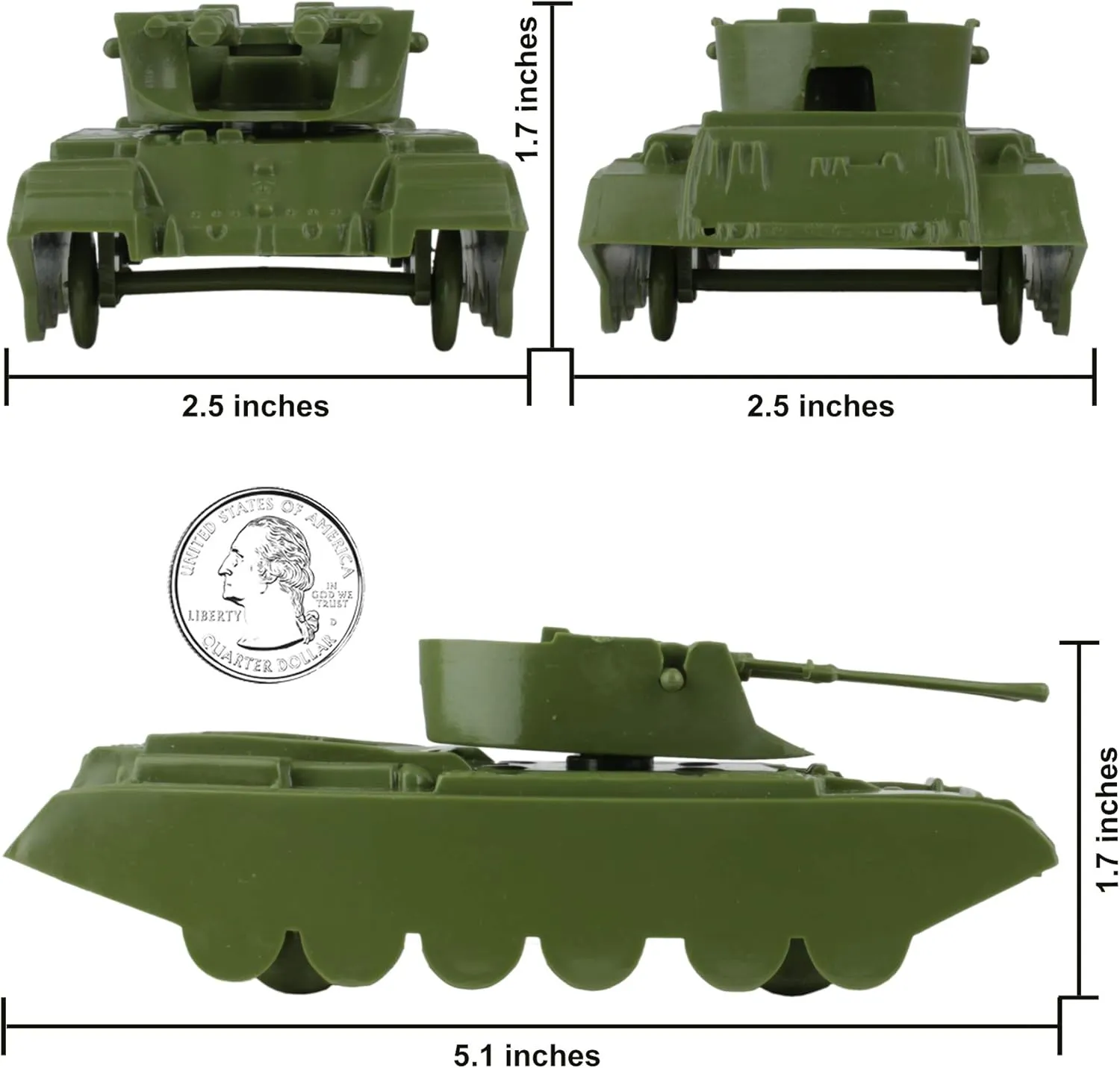 BMC Classic Payton Anti-Aircraft Tanks - 4pc Tan Green Plastic Army Men Vehicles