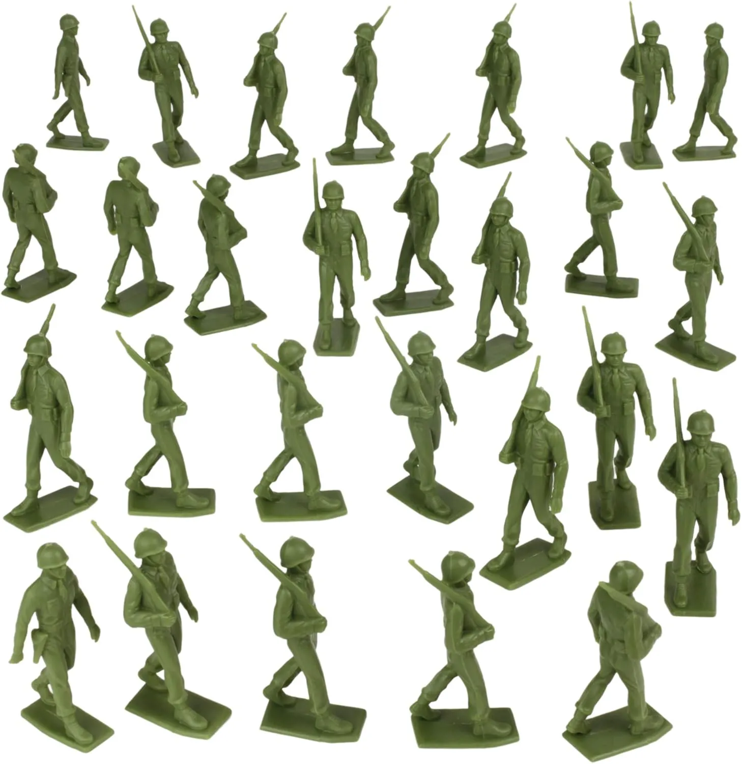 BMC Marx Plastic Army Men Marching US Soldiers - Green 27pc WW2 Figures US Made
