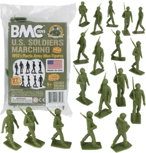 BMC Marx Plastic Army Men Marching US Soldiers - Green 27pc WW2 Figures US Made