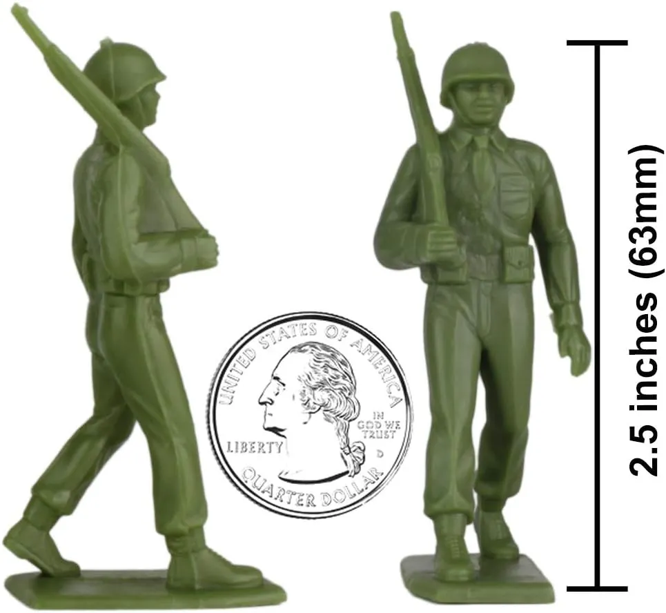 BMC Marx Plastic Army Men Marching US Soldiers - Green 27pc WW2 Figures US Made