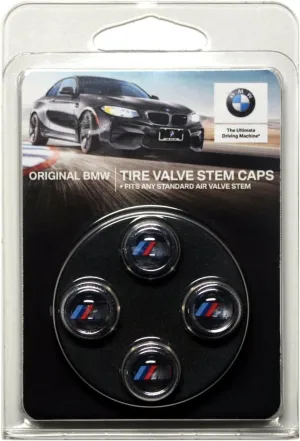 BMW Genuine Factory OEM 36110421543 Valve Stem Caps M Logo (Set of 4)