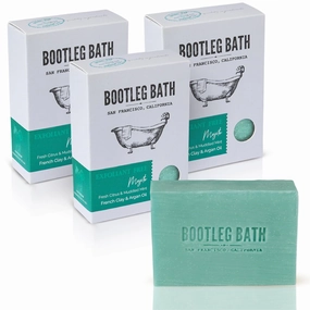 BOOTLEG BATH- Fresh Citrus and Muddled Mint with French Clay and Argan Oil, Natural Moisturizing Body Soap, Handcrafted in USA for Men and Women, Eco Friendly, 4.4 oz Each Bar
