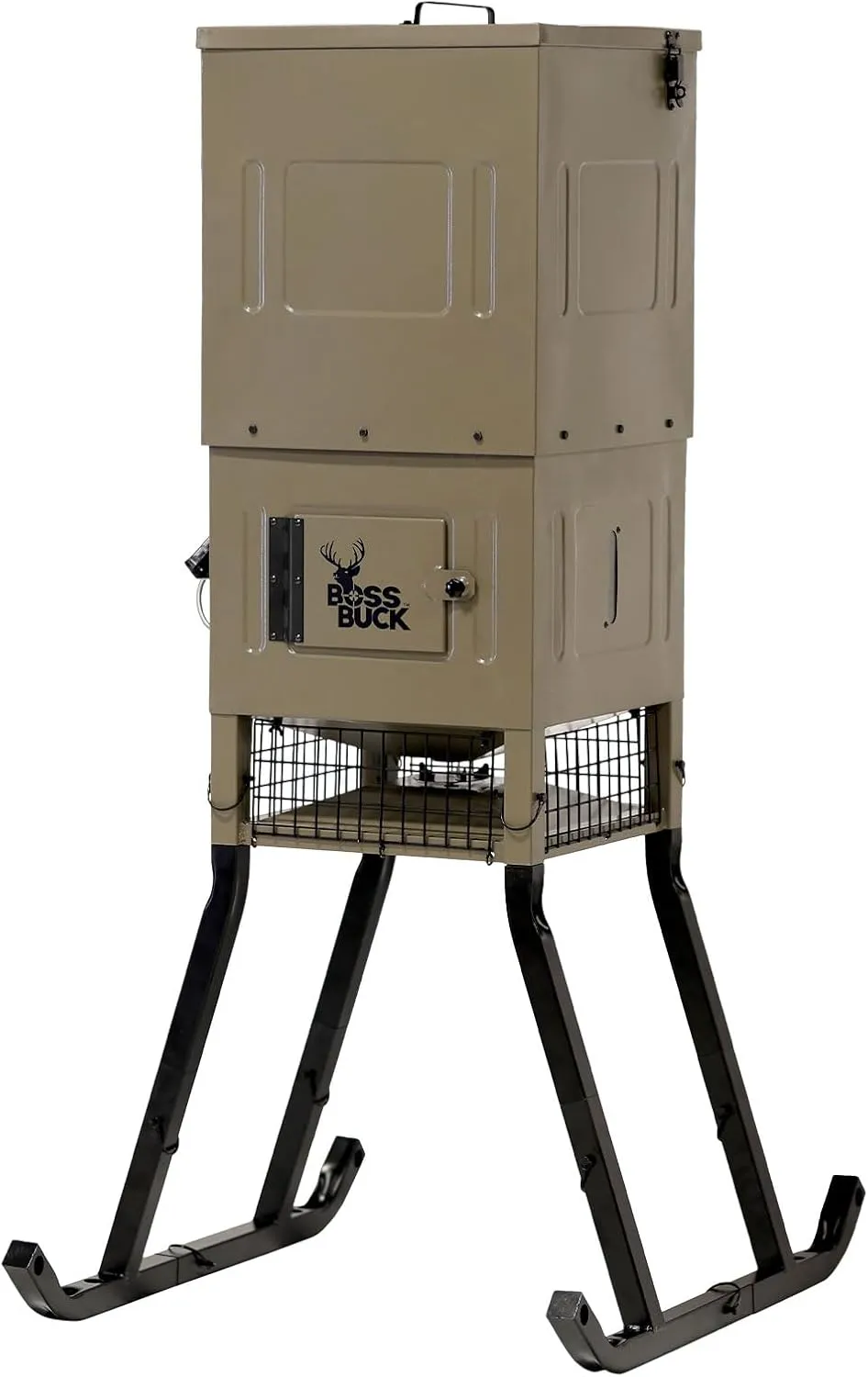 Boss Buck Stand & Fill Sled Feeder with Diverter Plate & Solar Panel | Easy Assembly Durable Steel Deer Hunting Varmint Guarded Programmable Automatic Game Feeder