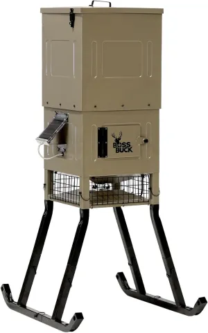 Boss Buck Stand & Fill Sled Feeder with Diverter Plate & Solar Panel | Easy Assembly Durable Steel Deer Hunting Varmint Guarded Programmable Automatic Game Feeder