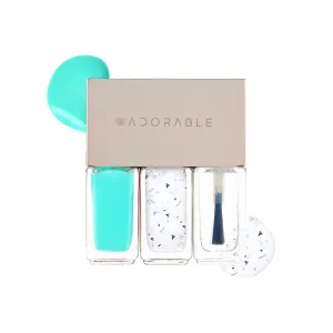 Breathable Halal Vegan Nail Polish – Water-Based 3pc Set (Mint   Cookie&Cream   Clear Top Coat) | Non-Toxic, Eco-Friendly, 0.51 fl oz