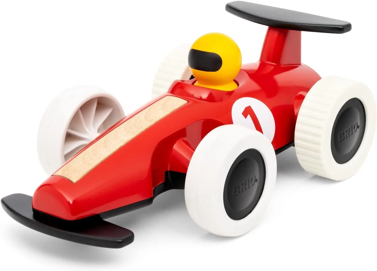 BRIO 30308 - Large Pull Back Race Car - Durable Wooden Toy Car | Enhances Motor Skills | Encourages Crawling and Walking | Eco-Friendly and FSC Certified Materials | Suitable for Kids 18  Months