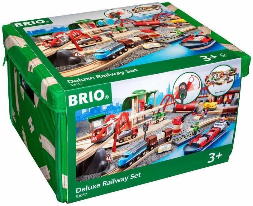 BRIO World Deluxe Railway Set - 87-Piece Wooden Train Set - Includes Passenger & Freight Trains, Stations, Accessories - FSC-Certified - Safe & Sustainable - Fun Play for Kids Ages 3 & Up