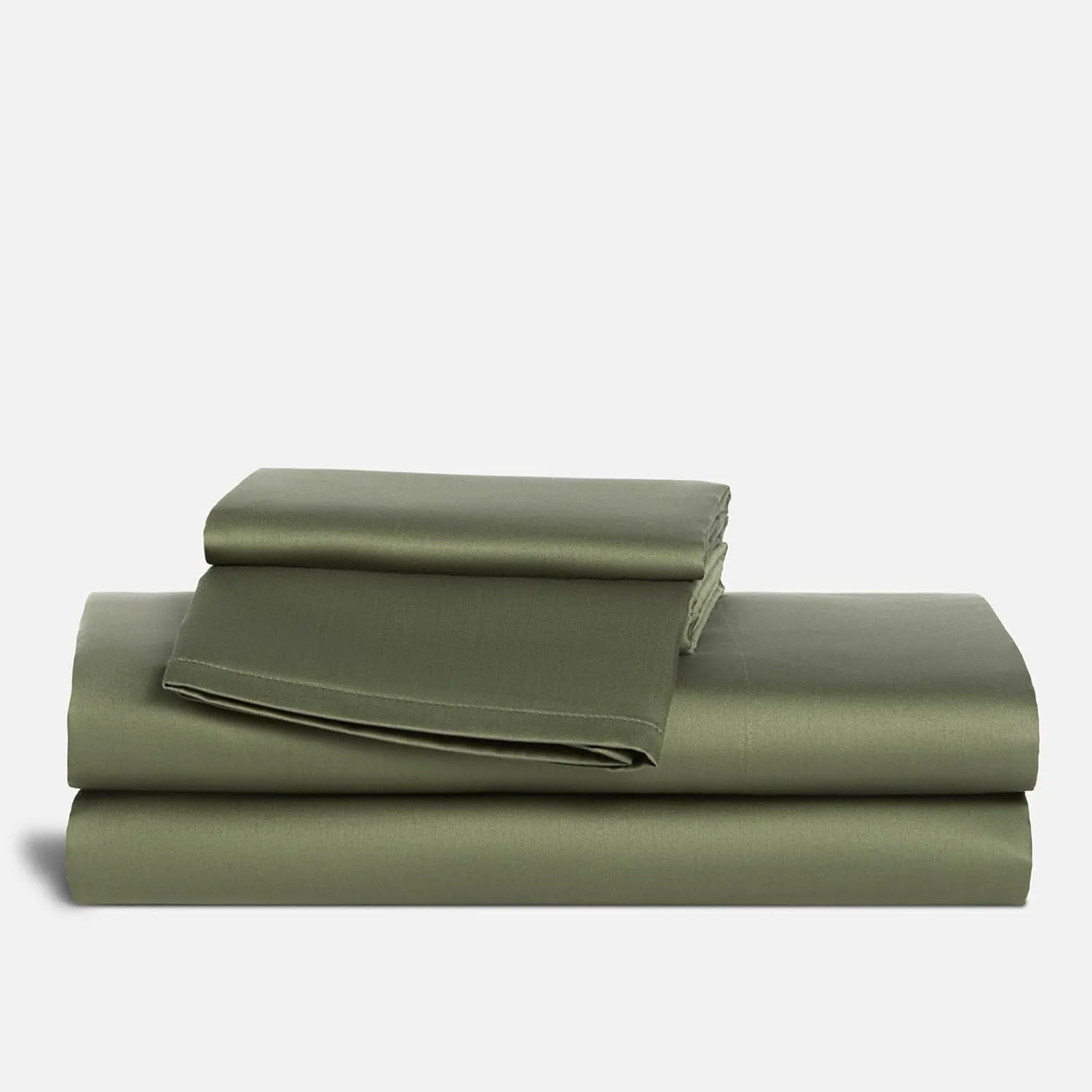 Brooklinen Luxury Sateen 4 Piece King Size Sheet Set in Fresh Moss - 100% Cotton Sateen Sheets - 1 Fitted Sheet, 1 Flat Sheet, 2 Pillowcases