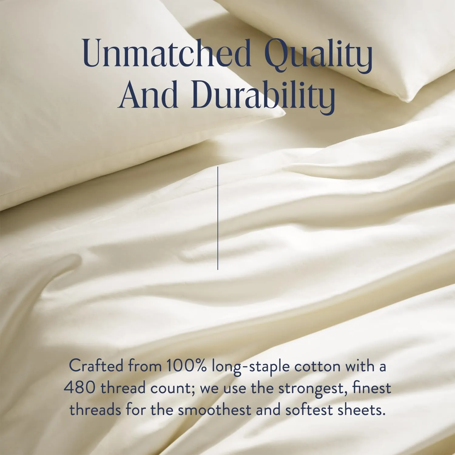 Brooklinen Luxury Sateen 4 Piece Queen Size Sheets Set in Cream - 100% Cotton Sateen Sheets - 1 Fitted Sheet, 1 Flat Sheet, 2 Pillowcases