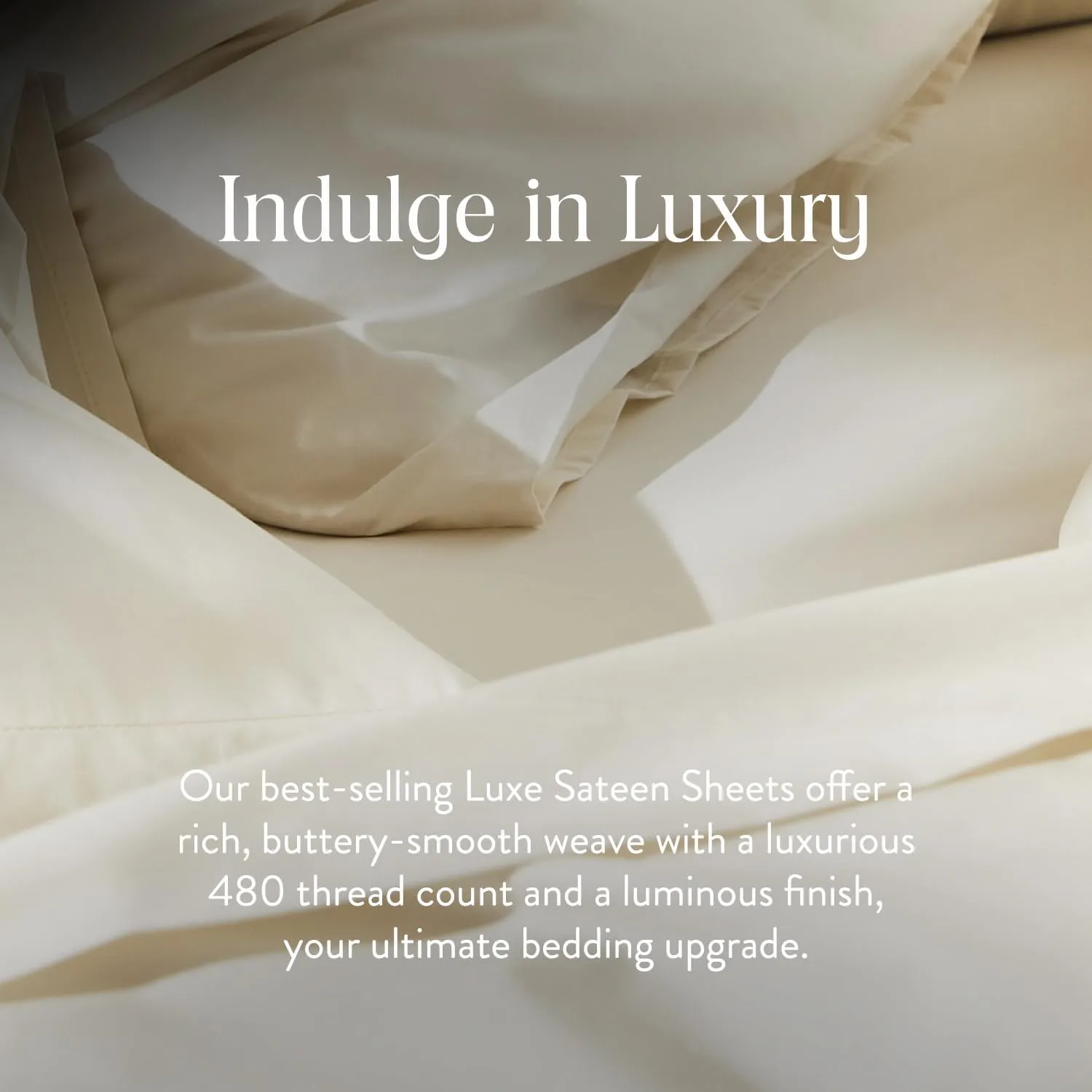 Brooklinen Luxury Sateen 4 Piece Queen Size Sheets Set in Cream - 100% Cotton Sateen Sheets - 1 Fitted Sheet, 1 Flat Sheet, 2 Pillowcases