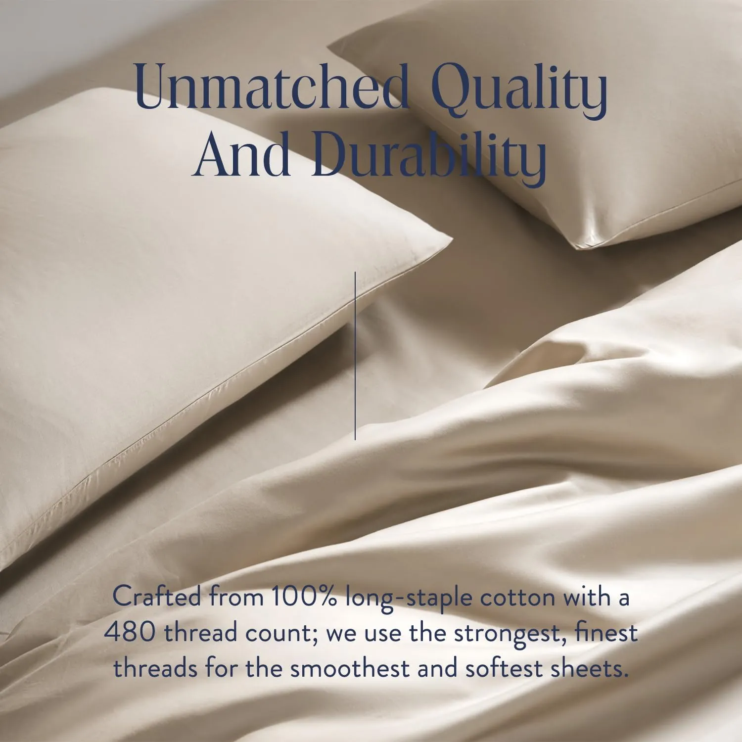 Brooklinen Luxury Sateen King Size 4 Piece Sheet Set in Pebble - 100% Cotton Sateen Sheets - 1 Fitted Sheet, 1 Flat Sheet, 2 Pillowcases