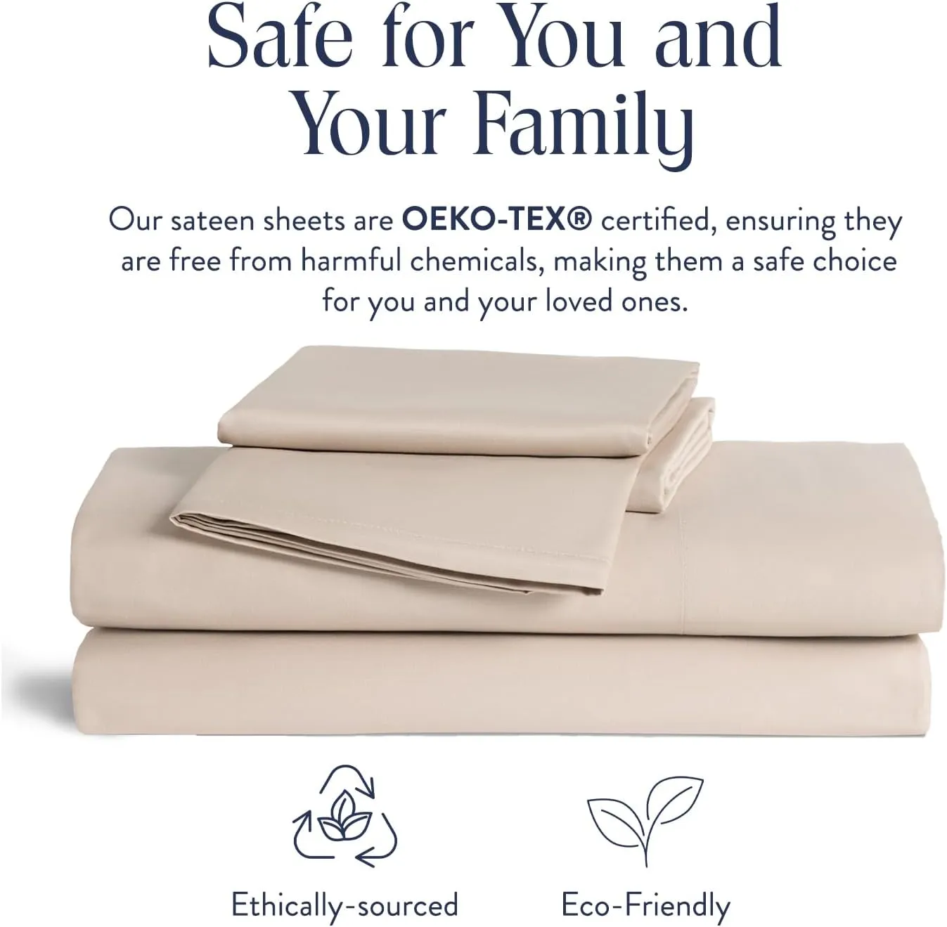 Brooklinen Luxury Sateen King Size 4 Piece Sheet Set in Pebble - 100% Cotton Sateen Sheets - 1 Fitted Sheet, 1 Flat Sheet, 2 Pillowcases