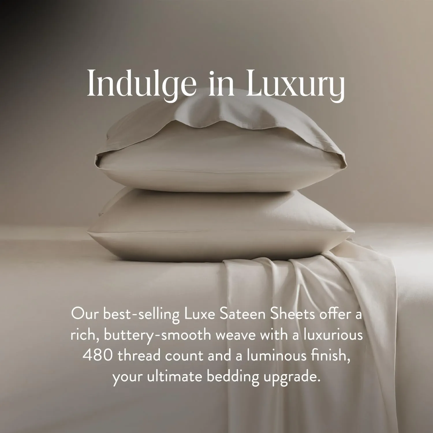Brooklinen Luxury Sateen King Size 4 Piece Sheet Set in Pebble - 100% Cotton Sateen Sheets - 1 Fitted Sheet, 1 Flat Sheet, 2 Pillowcases