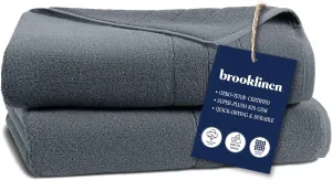 Brooklinen Super-Plush Turkish Cotton Bath Sheets Set of 2 Cotton, 820 GSM, Highly Absorbent, Machine Washable, Perfect for Home & Bathroom (40" x 65", Slate Grey)