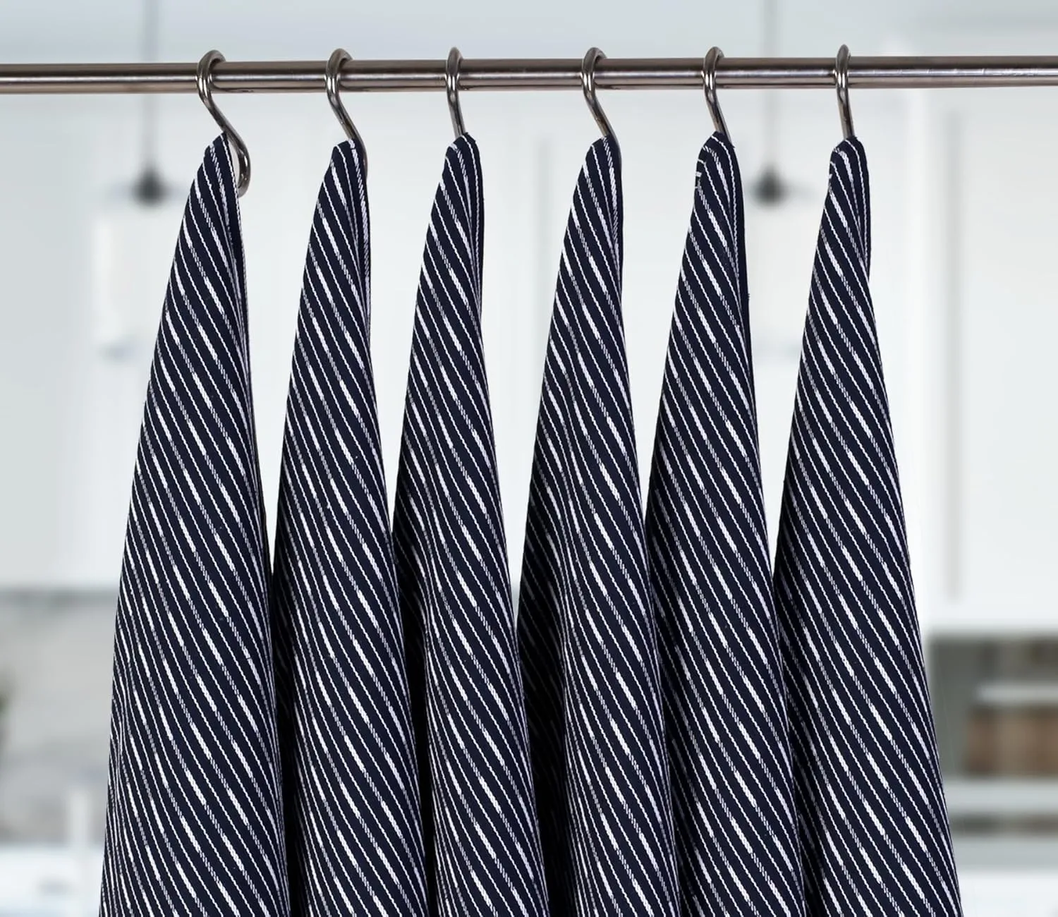 Brookyn Stripe Cotton Kitchen Towel 18x28 inch Navy 100% Cotton Quick Dry Tea Towels Bar Towels Highly Absorbent Cleaning Towels Kitchen Tea Towels Pure Cotton Absorbent Dish Cloth Set of 6
