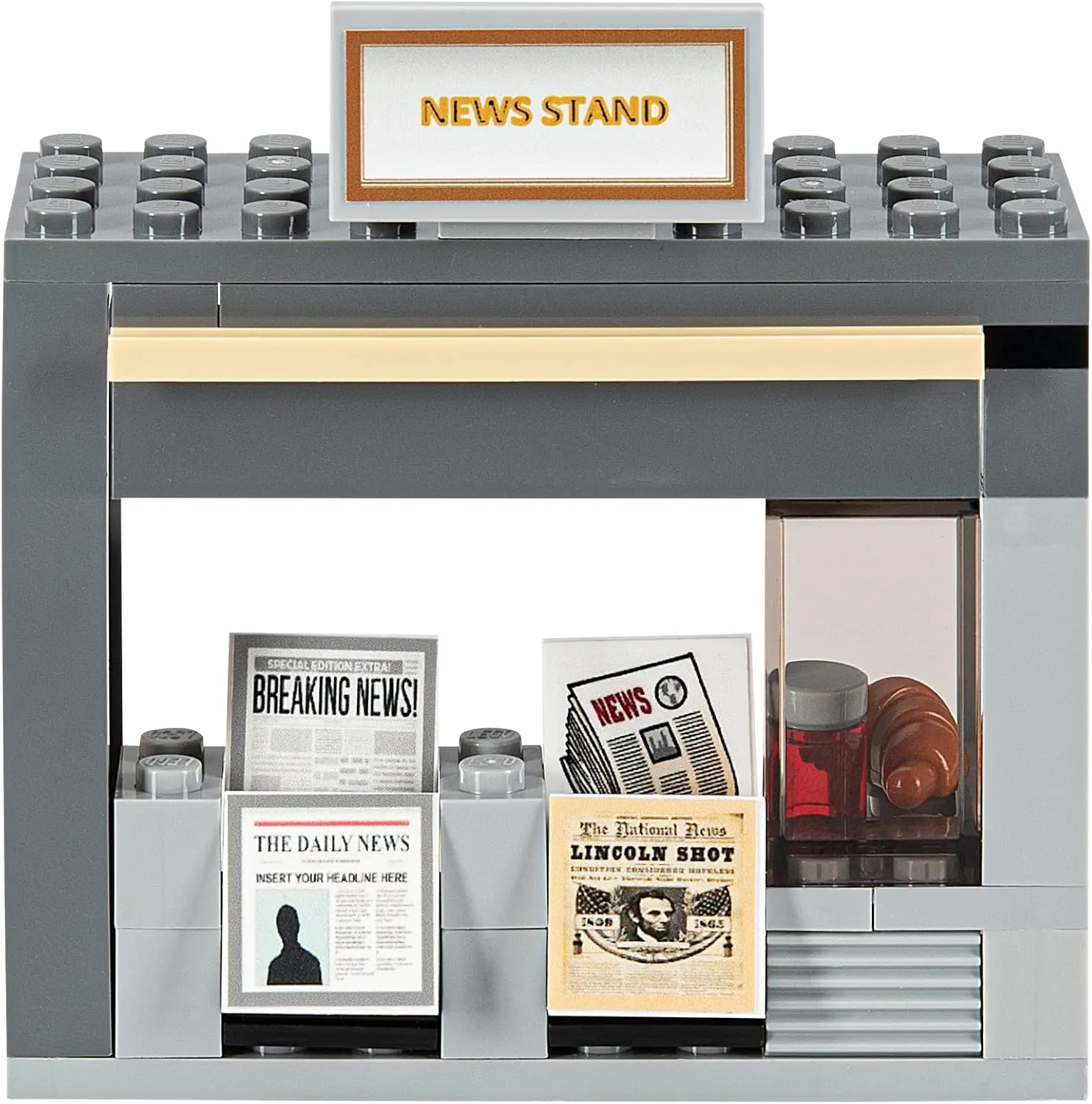 Building Bricks Toys Blocks NewsStand Pizza Hot Dog Fast Food Corner-Compatible with All Brands-MOC Minifigure City Town Village