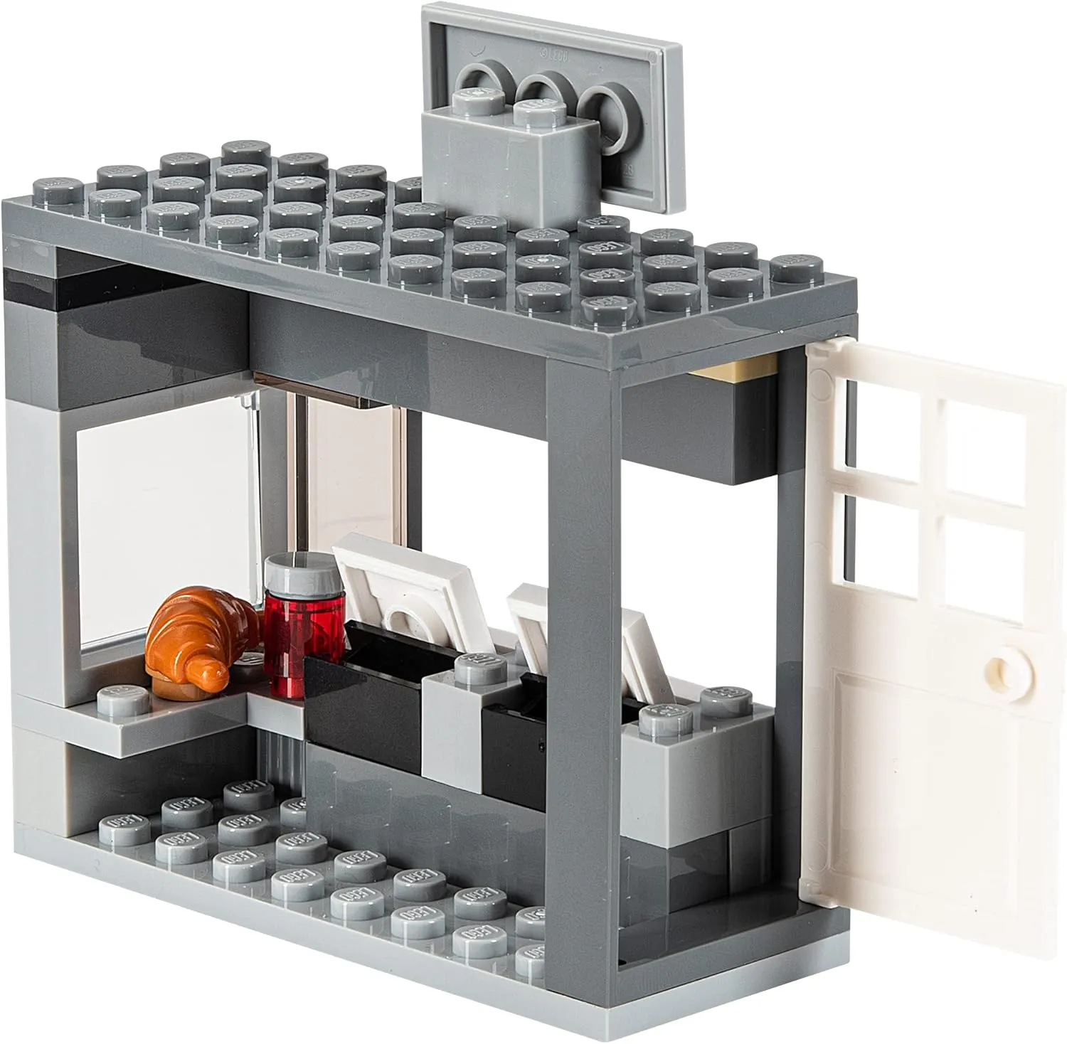 Building Bricks Toys Blocks NewsStand Pizza Hot Dog Fast Food Corner-Compatible with All Brands-MOC Minifigure City Town Village