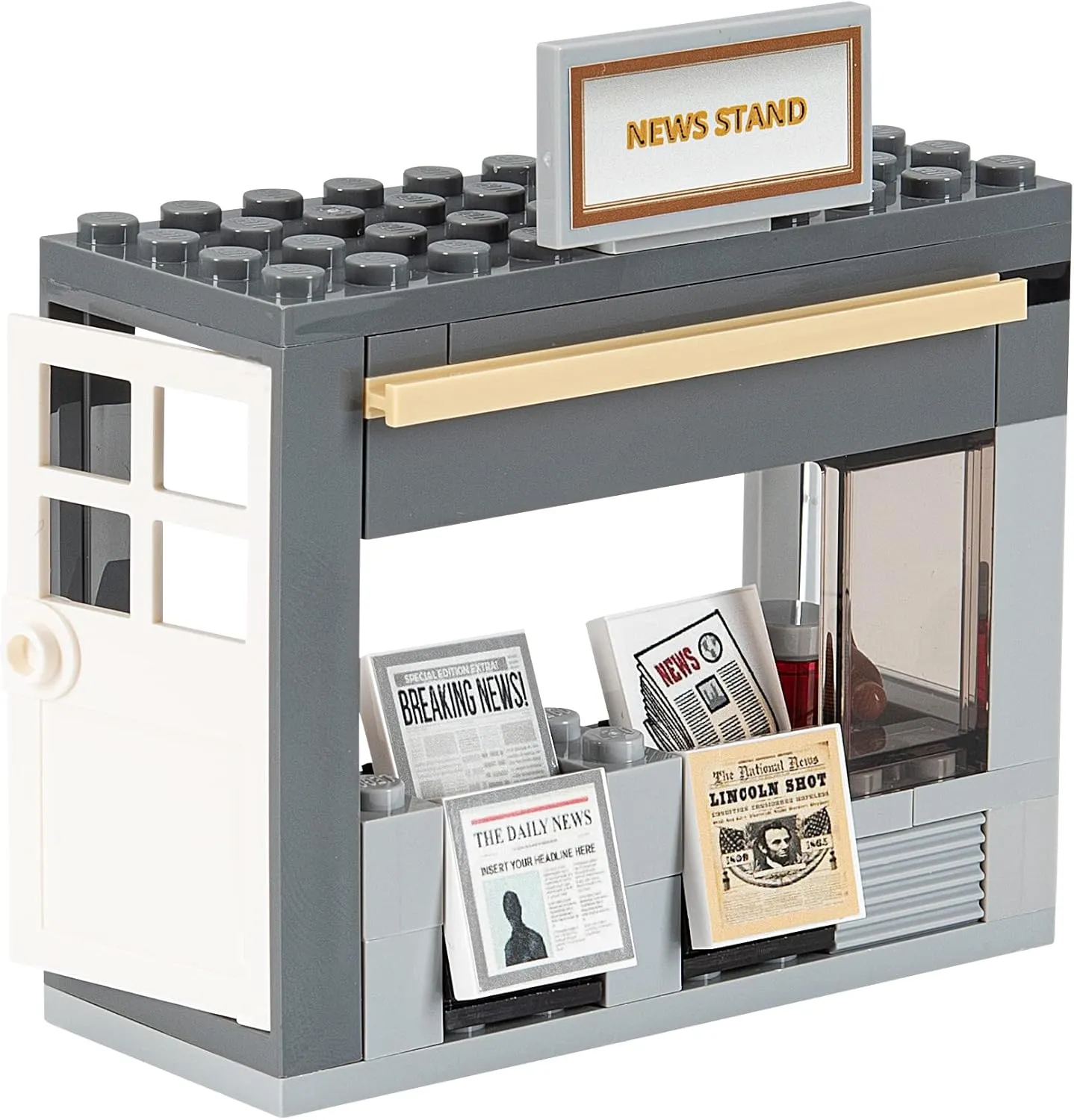 Building Bricks Toys Blocks NewsStand Pizza Hot Dog Fast Food Corner-Compatible with All Brands-MOC Minifigure City Town Village