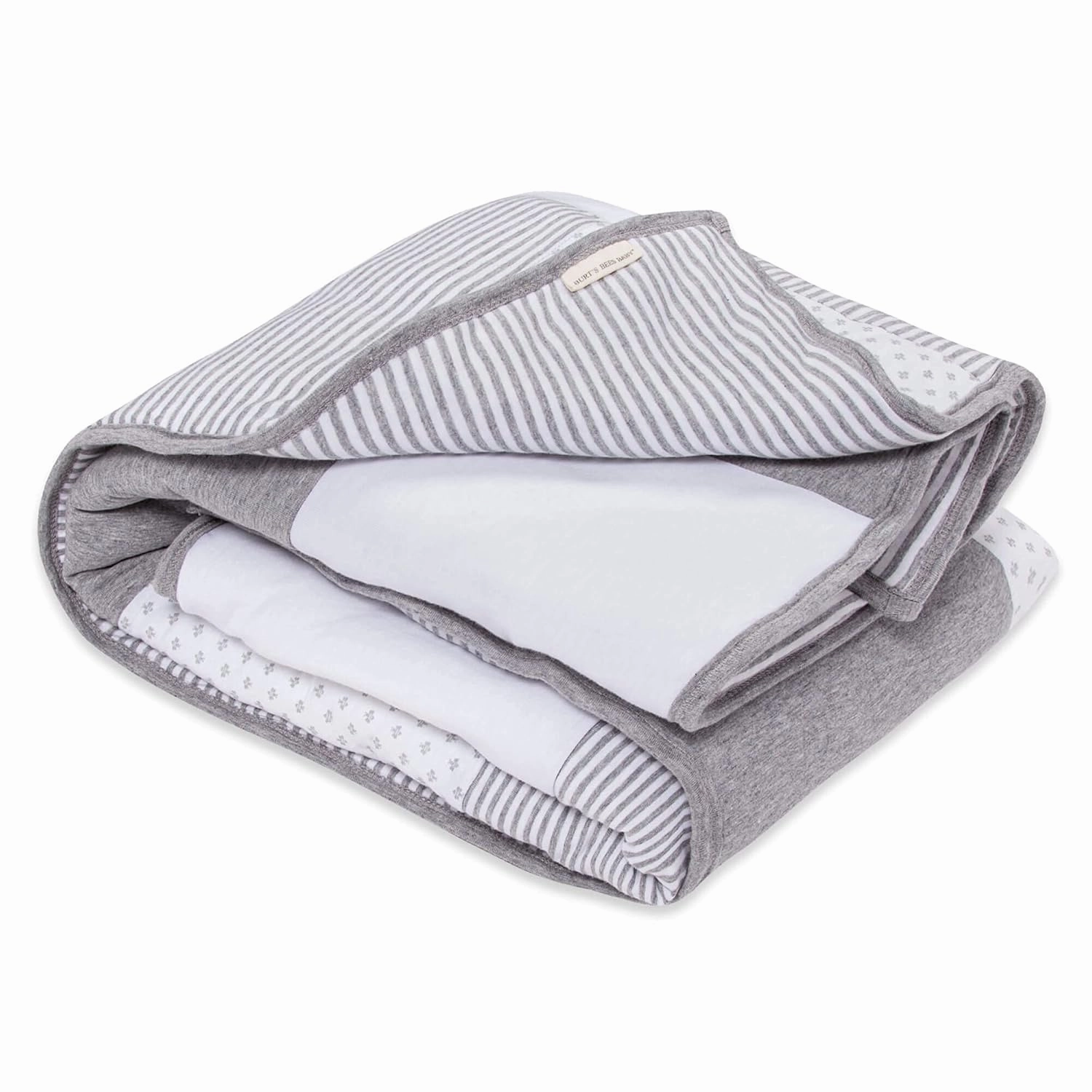 Burt's Bees Baby Reversible Blanket, Nursery, Stroller & Tummy-Time Organic Jersey Cotton Quilted Infant & Toddler Bedding