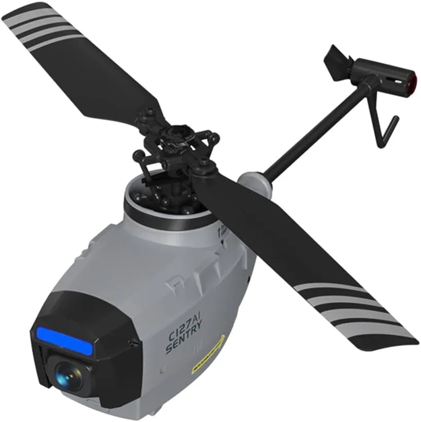 C127AI RC Helicopter with 1080P Camera, 2.4G 4CH Brushless Single-Rotor Scout Drone with Optical Flow & Altitude Hold for AI Tracking
