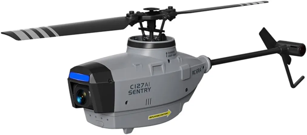 C127AI RC Helicopter with 1080P Camera, 2.4G 4CH Brushless Single-Rotor Scout Drone with Optical Flow & Altitude Hold for AI Tracking