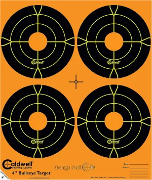 Caldwell Orange Peel Bullseye Targets with Flake Off Material, Strong Adhesive and Multiple Sizes for Outdoor, Range, Shooting and Hunting
