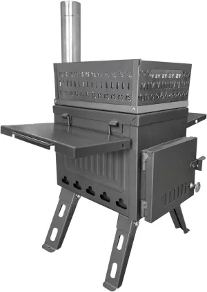 Camping Stove Camping Folding Wood Charcoal Firewood Outdoor Fishing Heating Stove Multifunction Portable Sauna Stove(Black)