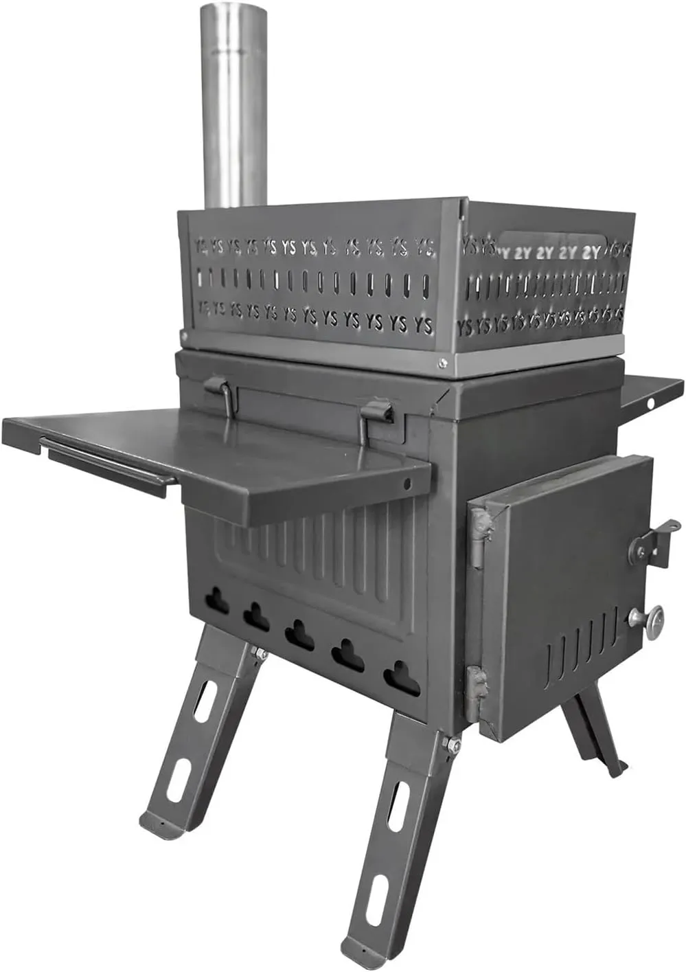 Camping Stove Camping Folding Wood Charcoal Firewood Outdoor Fishing Heating Stove Multifunction Portable Sauna Stove(Black)