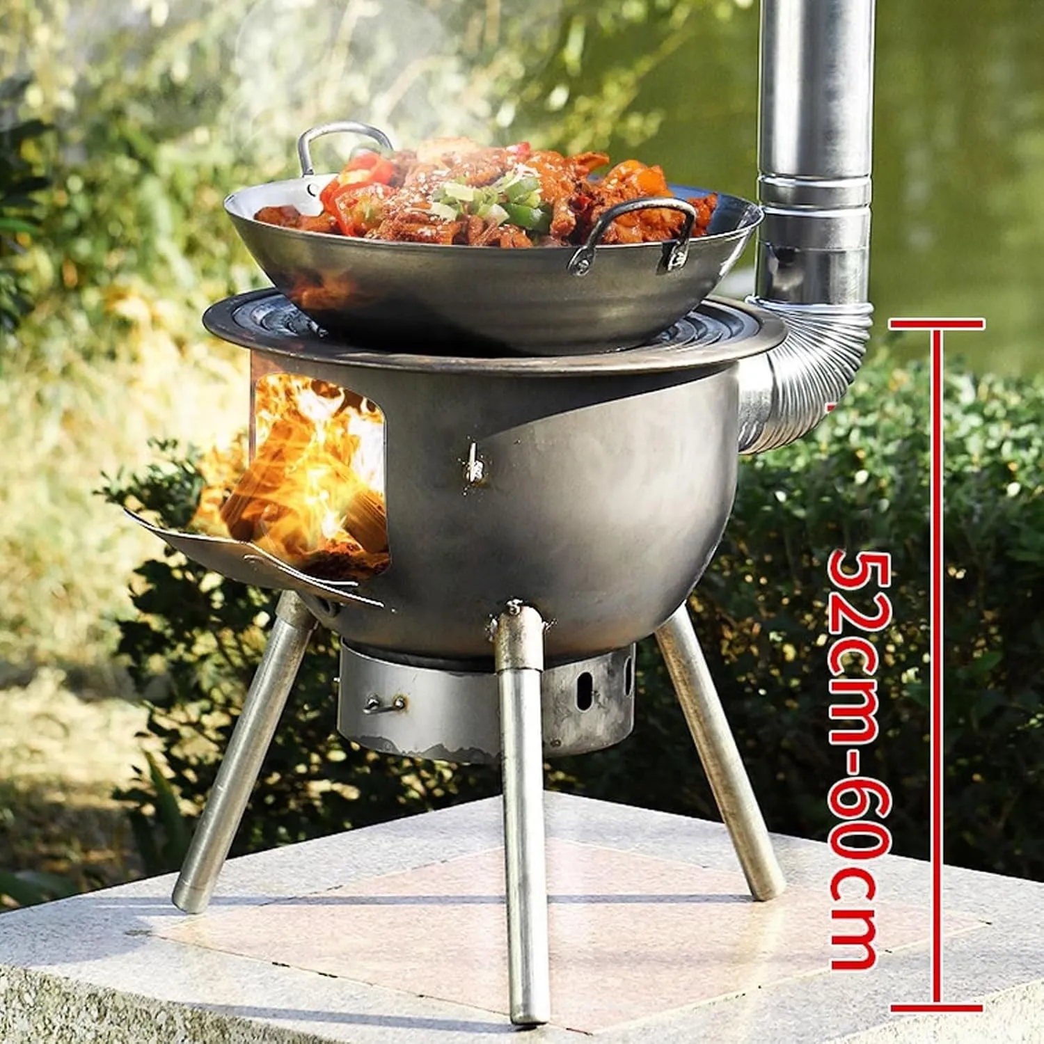 Camping Wood Burning Stove - Large Outdoor Tent Stove with Steel Chimney Pipe, Portable Heavy Duty Steel Plate Stove for Backpacking, Survival & Emergency Heating | Durable Camp Cookware