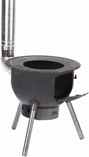 Camping Wood Burning Stove - Large Outdoor Tent Stove with Steel Chimney Pipe, Portable Heavy Duty Steel Plate Stove for Backpacking, Survival & Emergency Heating | Durable Camp Cookware