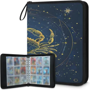 Cancer 3 Ring Trading Zipper Binder Strap, Trading Card Binder 9 Pocket, 900 Pockets Card Holder with 50 Removable Sleeves for Game Cards