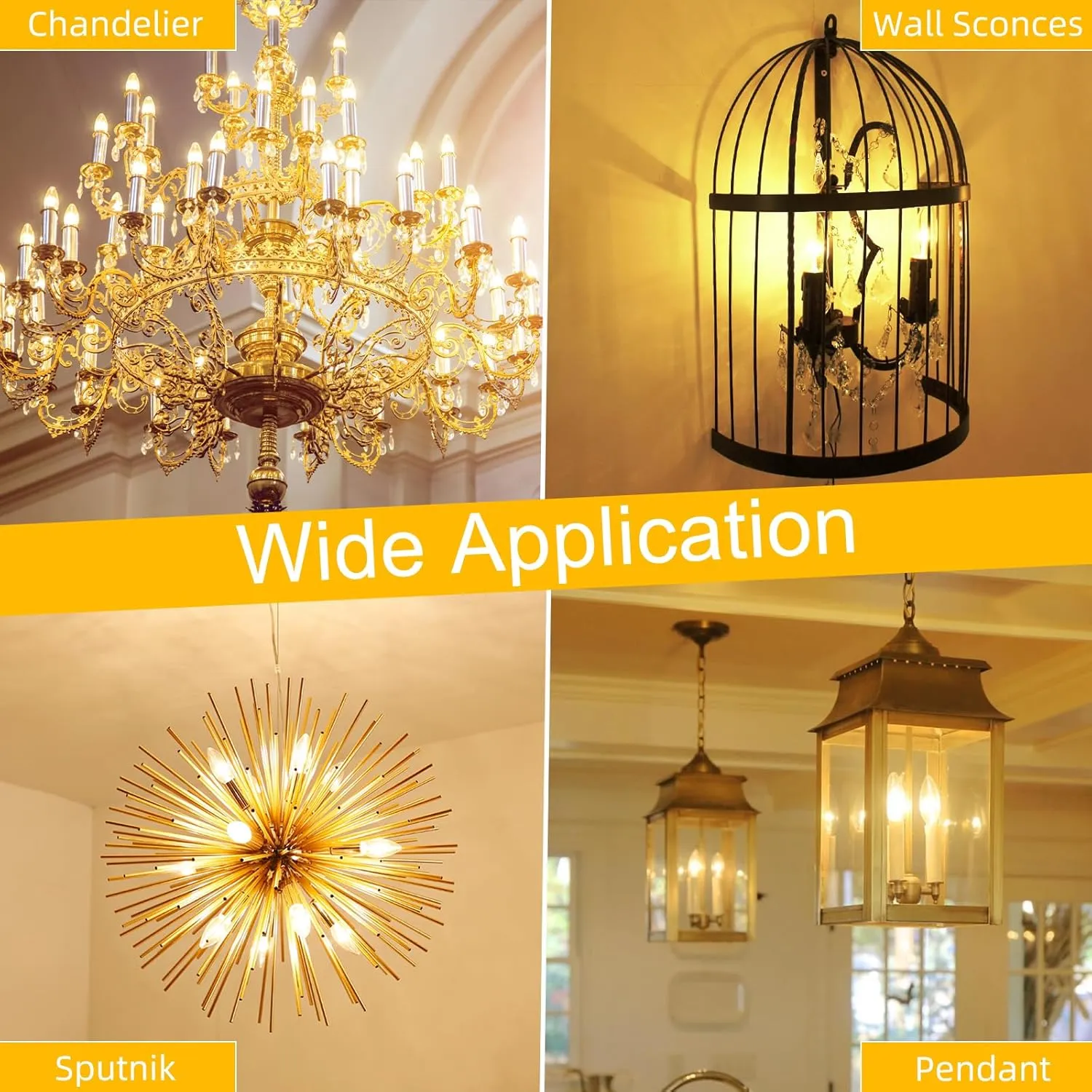 Candelabra Light Bulbs 40 watt, E12 LED Bulb Dimmable Chandelier Light Bulbs, B10 Candle Light Bulbs 2700K Soft White, 90 CRI, 400LM, Cear Glass, 24 Pack