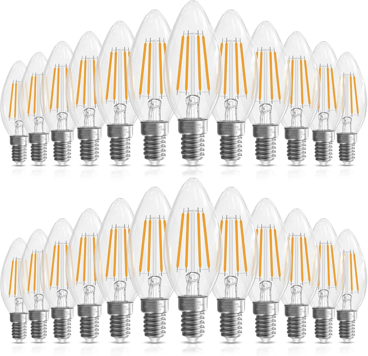 Candelabra Light Bulbs 40 watt, E12 LED Bulb Dimmable Chandelier Light Bulbs, B10 Candle Light Bulbs 2700K Soft White, 90 CRI, 400LM, Cear Glass, 24 Pack